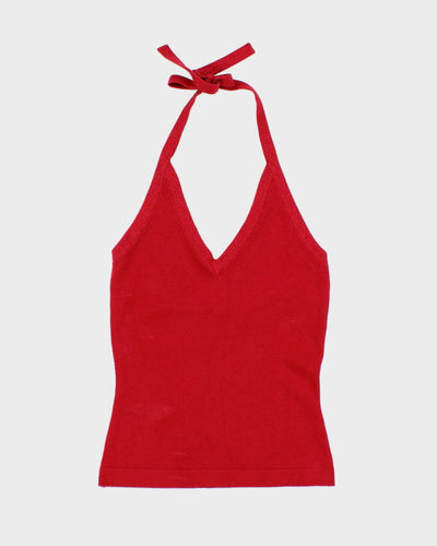 Vintage 90s Jacob Red Knit Halter Top - XS