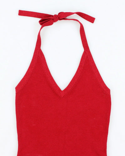Vintage 90s Jacob Red Knit Halter Top - XS