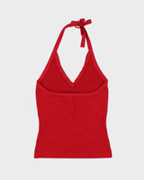 Vintage 90s Jacob Red Knit Halter Top - XS
