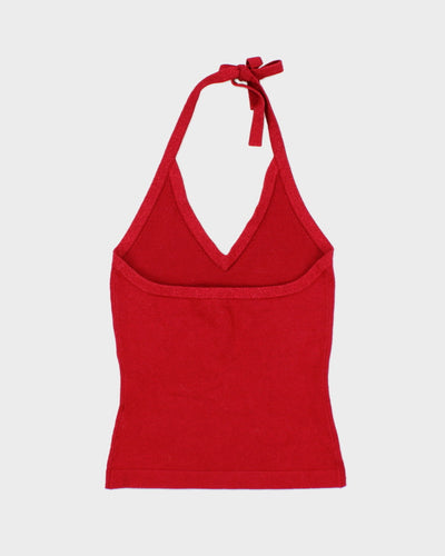 Vintage 90s Jacob Red Knit Halter Top - XS