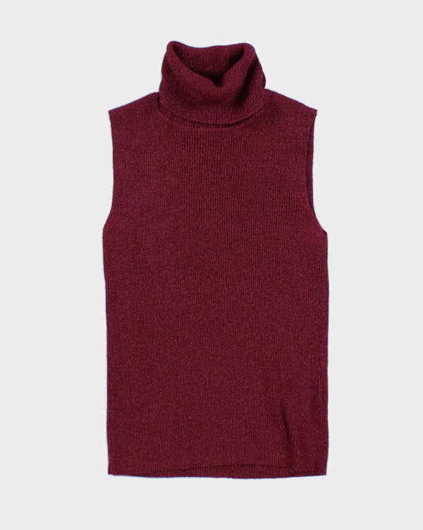 Y2k 00s Mexx Purple Glitter Polo Neck Top - XS