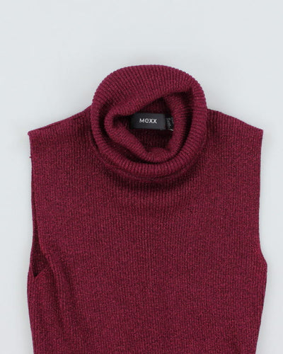 Y2k 00s Mexx Purple Glitter Polo Neck Top - XS