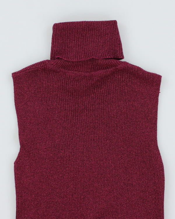 Y2k 00s Mexx Purple Glitter Polo Neck Top - XS