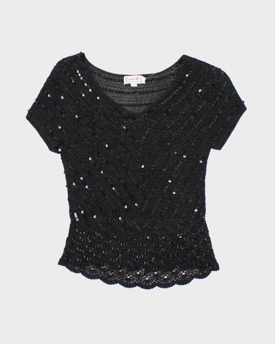 Y2k 00s Sequin Beaded Crochet Top - L