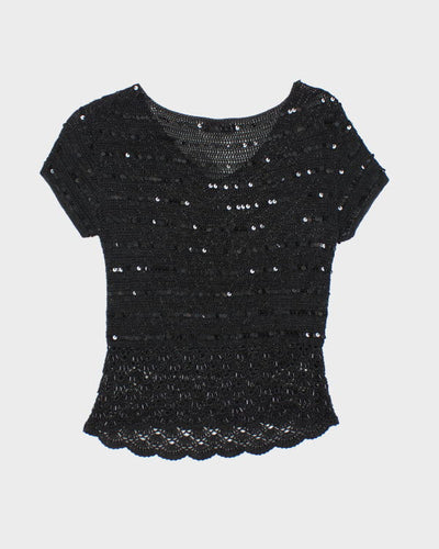 Y2k 00s Sequin Beaded Crochet Top - L