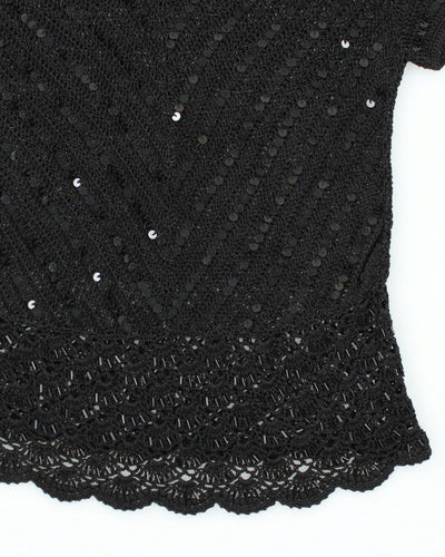 Y2k 00s Sequin Beaded Crochet Top - L