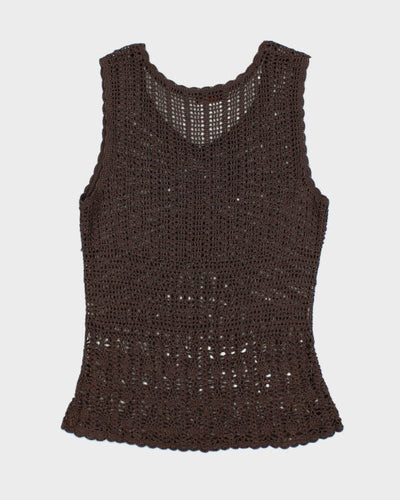 Y2k 00s Brown Crochet Top - M