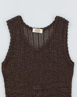 Y2k 00s Brown Crochet Top - M
