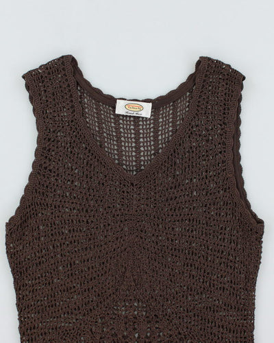 Y2k 00s Brown Crochet Top - M