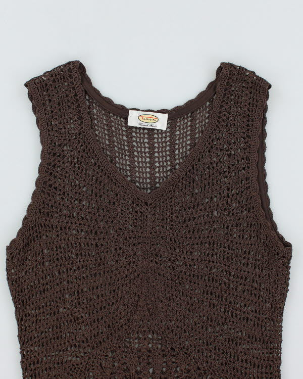 Y2k 00s Brown Crochet Top - M