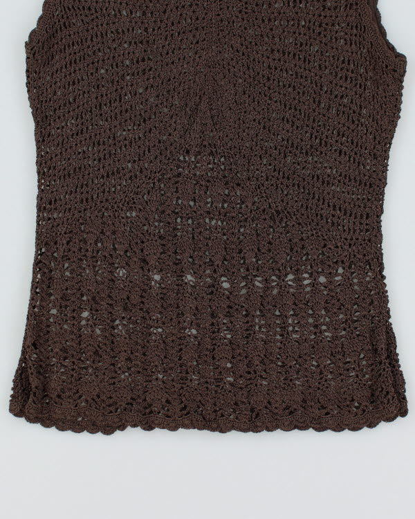 Y2k 00s Brown Crochet Top - M
