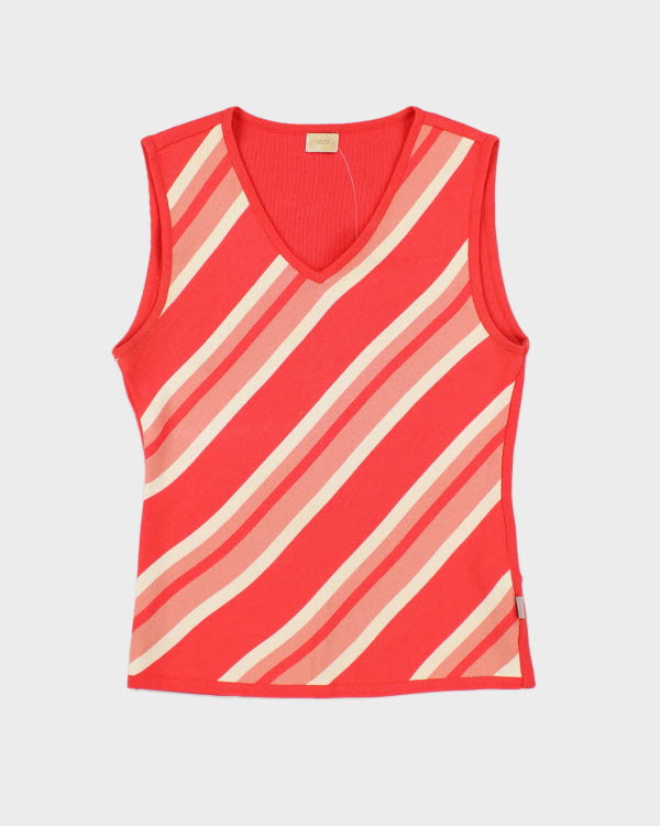 Y2k 00s ab.fz Stripe V-neck Knit Top - S
