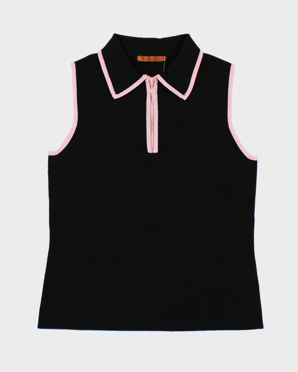 Y2k 00s Belldini Black Zip-up Knit Top - XL