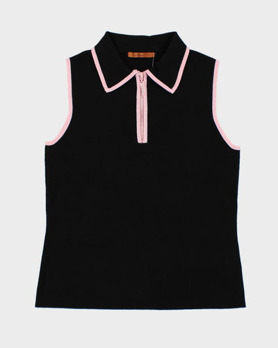 Y2k 00s Belldini Black Zip-up Knit Top - XL