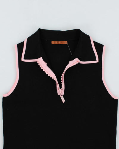 Y2k 00s Belldini Black Zip-up Knit Top - XL