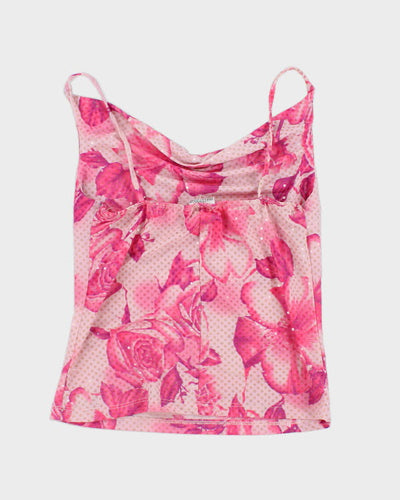 Y2k 00s Pink Cowl Neck Sparkly Cami - S