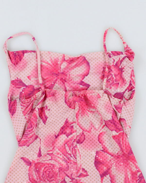 Y2k 00s Pink Cowl Neck Sparkly Cami - S
