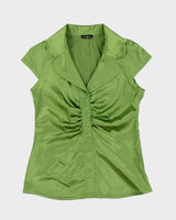Y2k 00s Le Chateau Green Satin Shirt - M