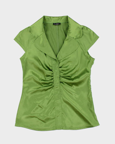 Y2k 00s Le Chateau Green Satin Shirt - M