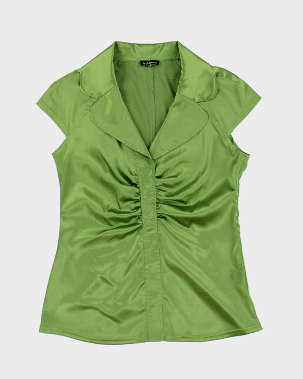 Y2k 00s Le Chateau Green Satin Shirt - M