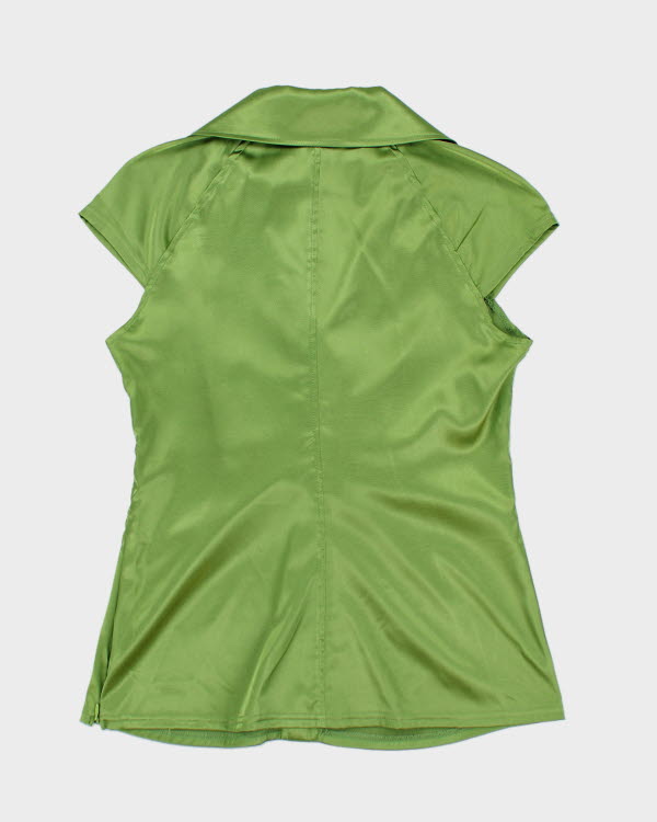 Y2k 00s Le Chateau Green Satin Shirt - M