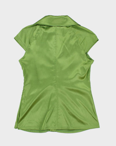 Y2k 00s Le Chateau Green Satin Shirt - M
