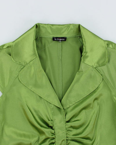 Y2k 00s Le Chateau Green Satin Shirt - M