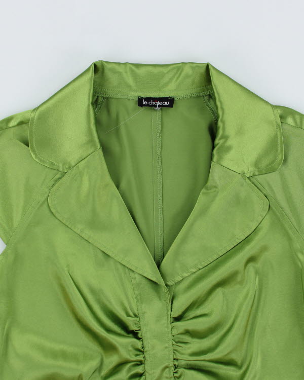 Y2k 00s Le Chateau Green Satin Shirt - M
