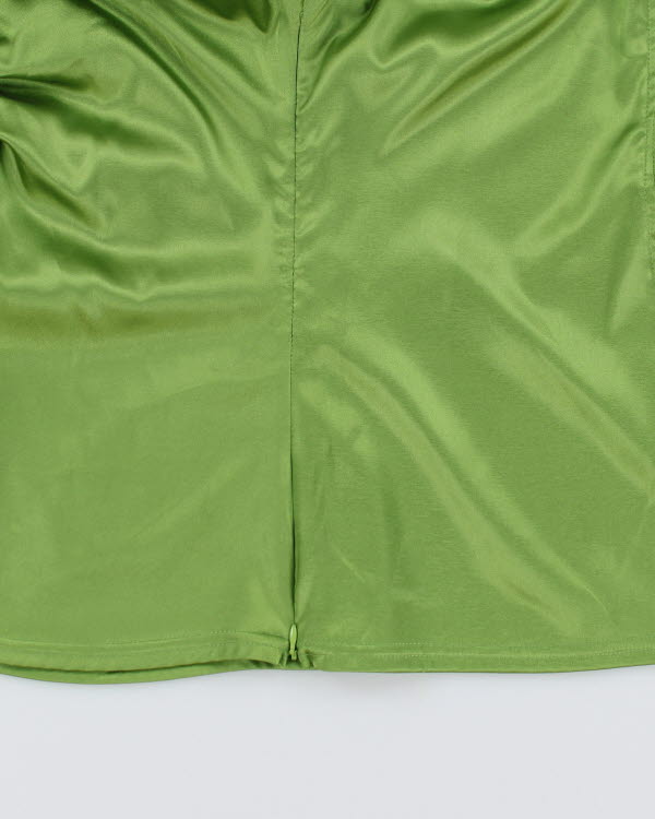 Y2k 00s Le Chateau Green Satin Shirt - M