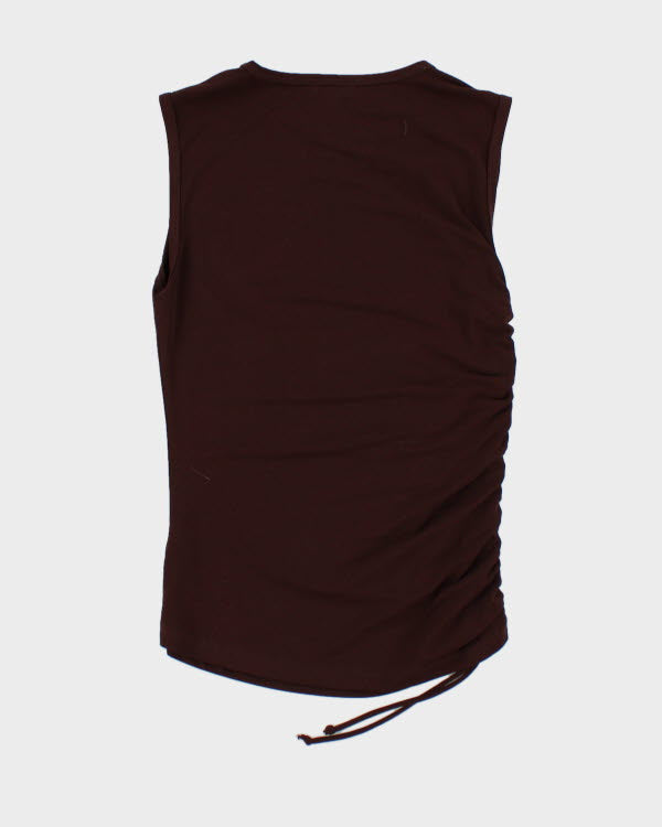 Y2k 00s Suzy Brown Ruched Top - S