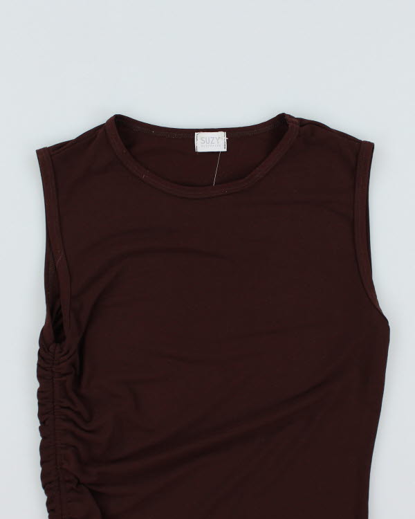 Y2k 00s Suzy Brown Ruched Top - S