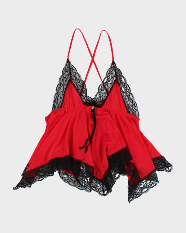 Y2k 00s Red Handkerchief Hem Cami - M