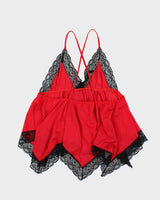 Y2k 00s Red Handkerchief Hem Cami - M