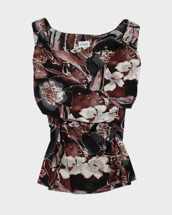 Y2k 00s Cleo Floral Mesh Cami - XS