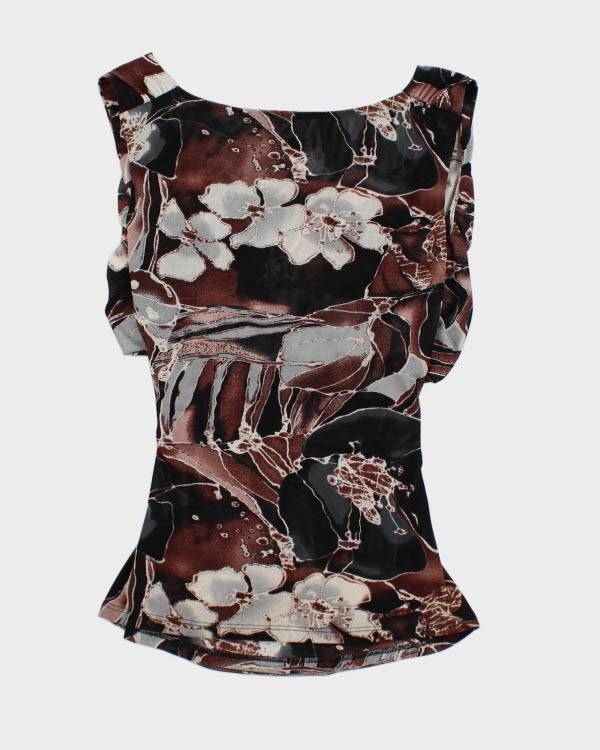 Y2k 00s Cleo Floral Mesh Cami - XS