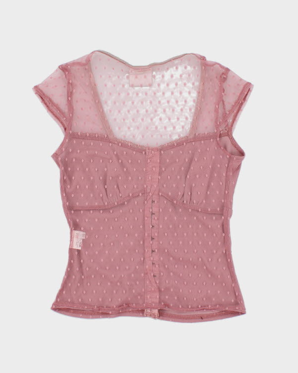 Y2k 00s Iceni Pink Polka Dot Top - XS