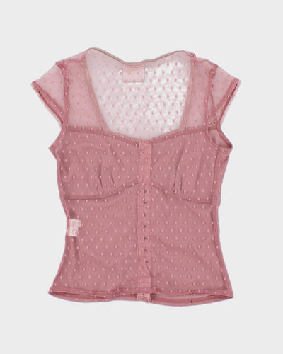 Y2k 00s Iceni Pink Polka Dot Top - XS