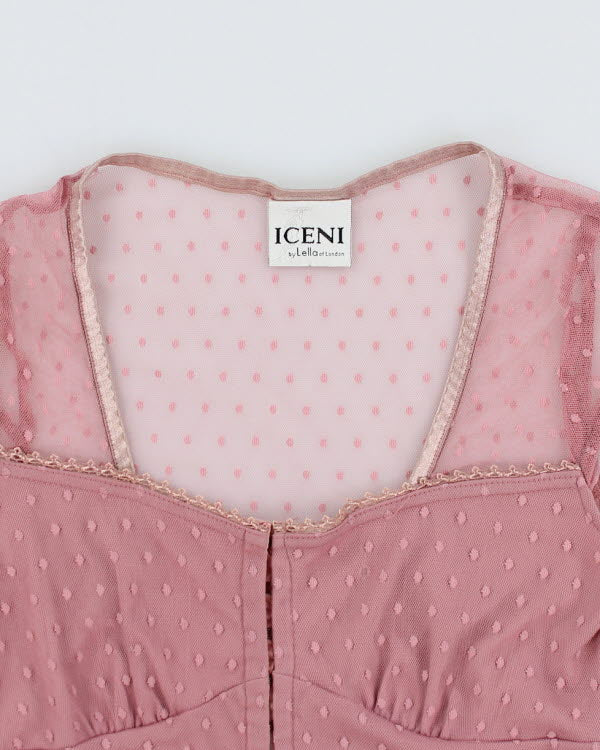 Y2k 00s Iceni Pink Polka Dot Top - XS