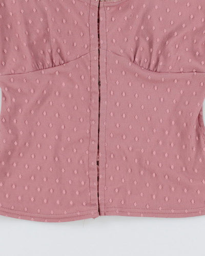 Y2k 00s Iceni Pink Polka Dot Top - XS