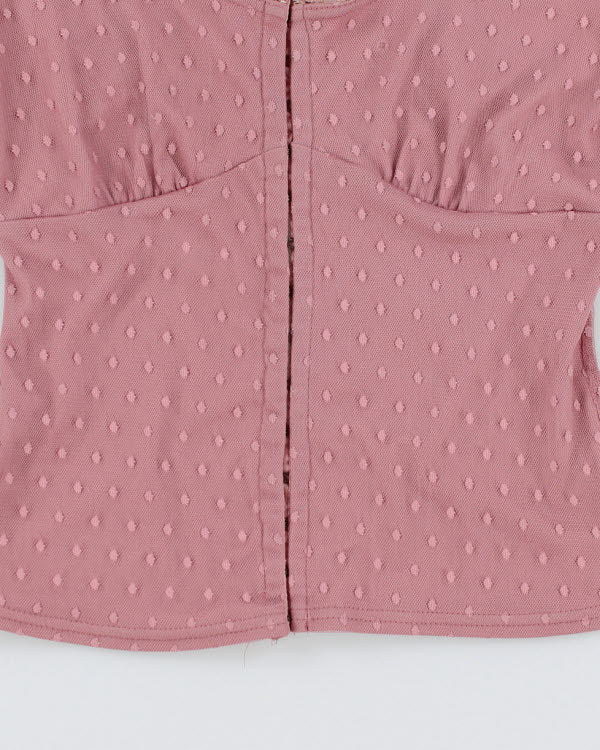 Y2k 00s Iceni Pink Polka Dot Top - XS