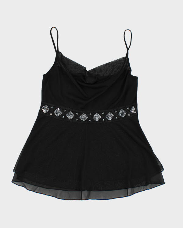 Y2k 00s M Collection Mesh Cowl Neck Sequin Cami - L