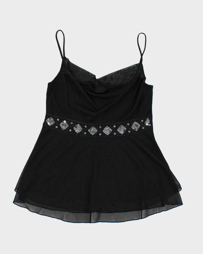 Y2k 00s M Collection Mesh Cowl Neck Sequin Cami - L