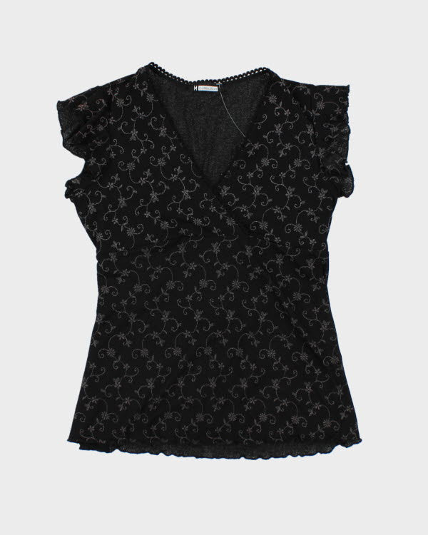 Y2k 00s M Collection Floral Mesh Top - M