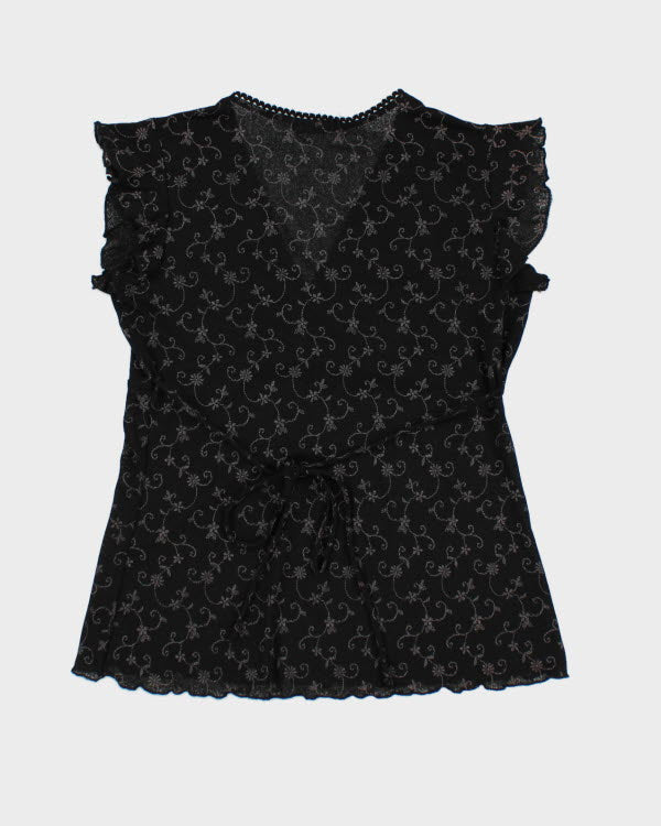 Y2k 00s M Collection Floral Mesh Top - M