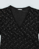 Y2k 00s M Collection Floral Mesh Top - M