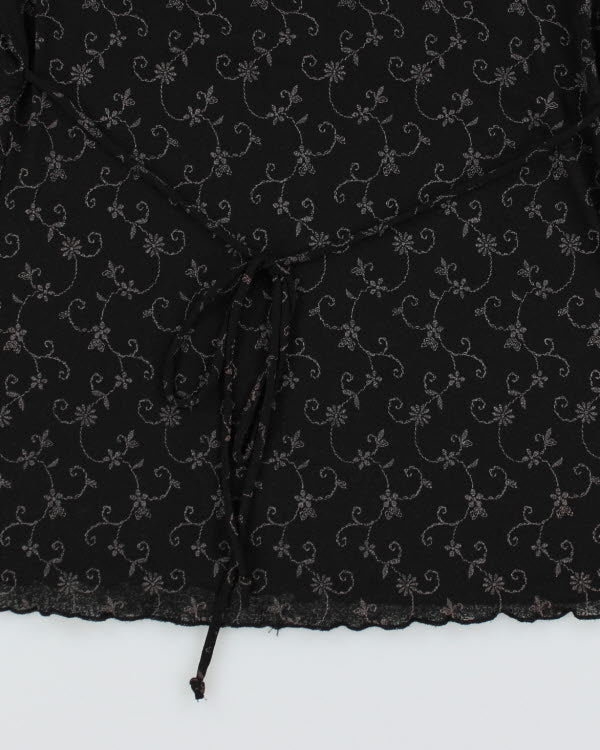 Y2k 00s M Collection Floral Mesh Top - M