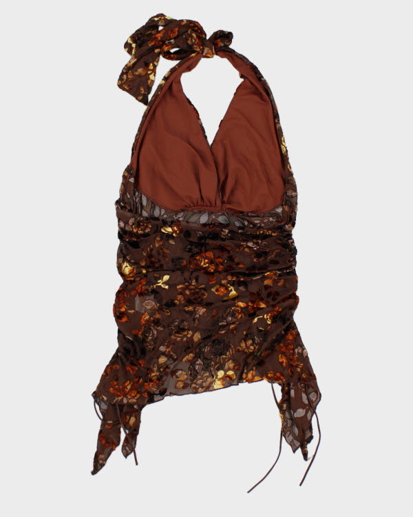 Y2k 00s Floral Halter Neck Top - M