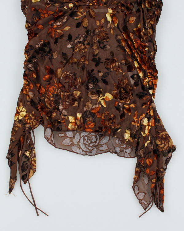 Y2k 00s Floral Halter Neck Top - M