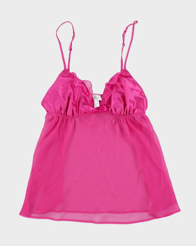 Y2k 00s La Senza Pink Mesh Ruffle Cami - M