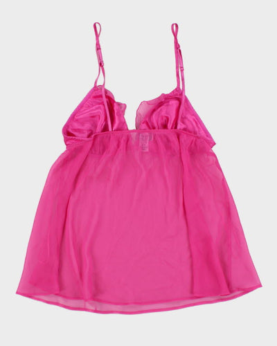 Y2k 00s La Senza Pink Mesh Ruffle Cami - M